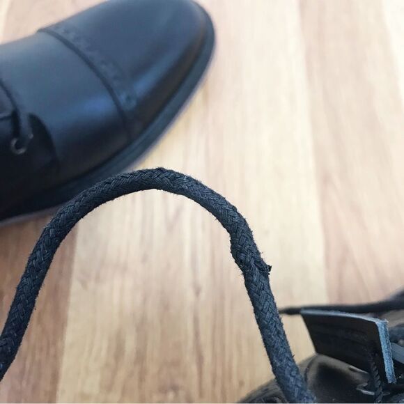 EXPRESS Black Leather Oxford Ankle Boot Cap Toe Cuffed Dress Shoe Size‎ 8 New - Picture 12 of 14